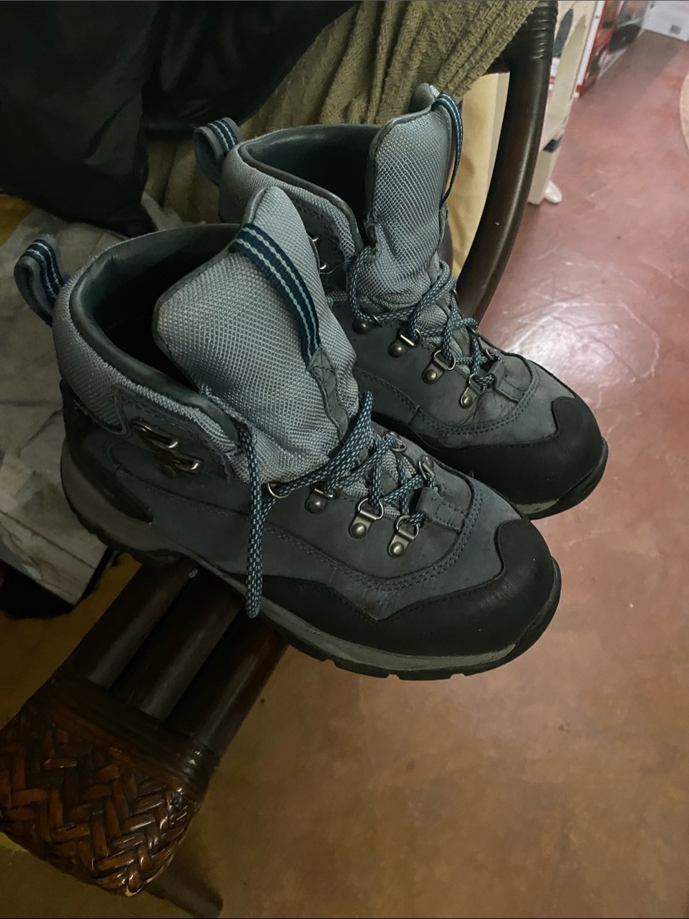 L.L. Bean Women's Light Blue and Black Lace-Up Hiking Boots